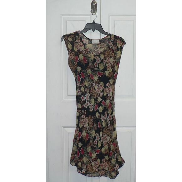 Geri C. New York Women's Sleeveless Round Neck Sheer Overlay with Slip Dress XS - Picture 1 of 3